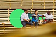 Workers in conversation