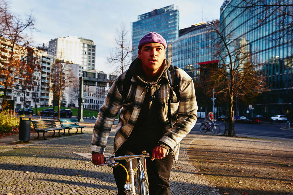 Young male on bike